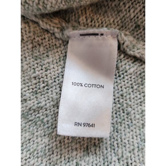Pure J JIll cotton cardigan green cream knit open front sz small petite - Picture 4 of 14